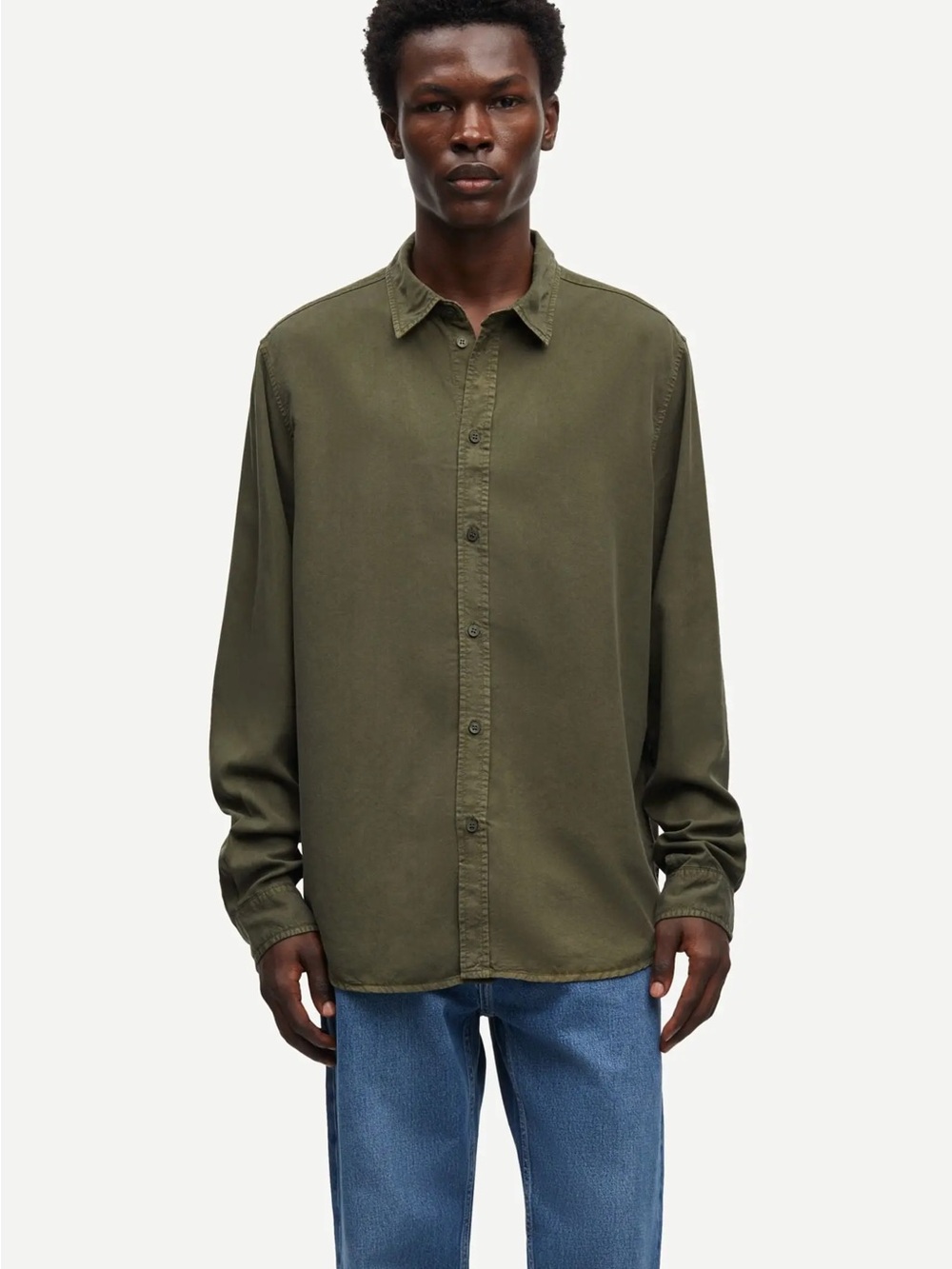 SAMSOE SAMSOE • SARYAN X SHIRT men’s dusty olive button down shirt XL long sleev
